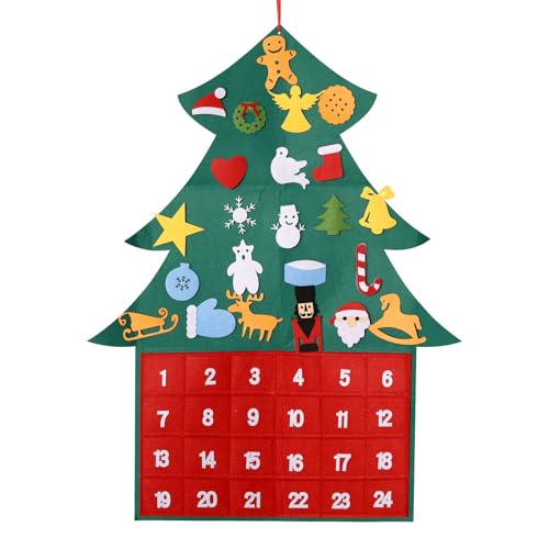 Jeenuuder Weihnachtskalender, Filz, Weihnachtsbaum, DIY, Anhänger, zum Aufhängen, Ornamente für die Weihnachtsdekoration von Jeenuuder