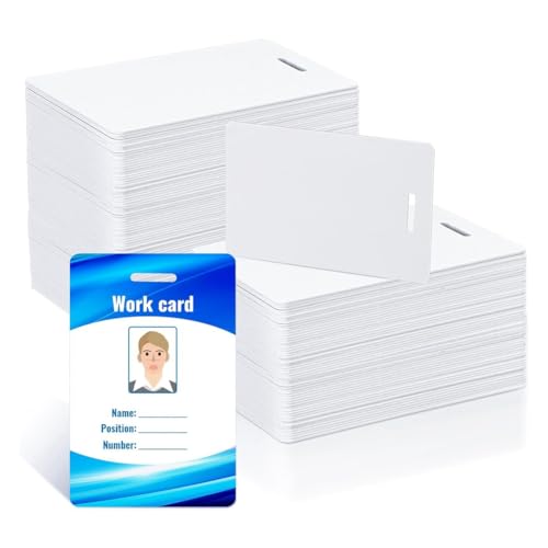 Jeenuuder Weiße PVC-Karten mit Langloch, Standard CR80 30Mil Bedruckbare Plastik-Foto-ID-Badge Vertikale Visitenkarten von Jeenuuder