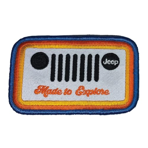 Jeep Aufnäher mit Aufschrift "Made to Explore Grille", bestickt, 8,9 x 5,3 cm, für Kleidung, Rucksäcke, Hüte, Jacken und Jeans von Jeep