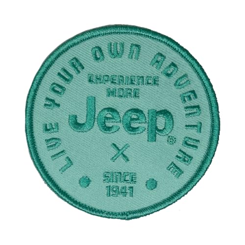 Jeep Aufnäher mit Klettverschluss für Kleidung, Rucksäcke, Hüte, Jacken und Jeans "Since 1941 Live Your Own Adventure Experience More", 7,6 cm, Blaugrün von Jeep