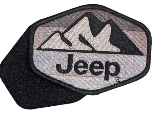 Jeep Greyscale Mountain Range Hex bestickter Aufnäher, bestickt, 10,2 x 7,6 cm, für Kleidung, Rucksäcke, Hüte, Jacken und Jeans von Jeep