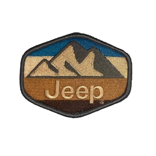 Jeep Mountains Hex bestickter Aufnäher, 10,2 x 7,6 cm, Heißsiegel-Aufnäher für Kleidung, Rucksäcke, Hüte, Jacken und Jeans von Jeep