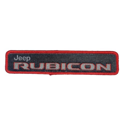 Jeep Rubicon Logo bestickter Aufnäher, 12,7 x 2,5 cm, Heißsiegel-Aufnäher für Kleidung, Rucksäcke, Hüte, Jacken und Jeans von Jeep