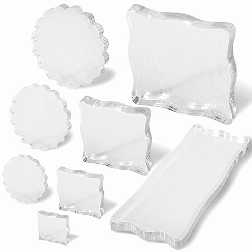 Acryl Stempelblock DIY Set 8 Stück, Klar Acrylblock Transparent Stempel Stanzblöcke für Scrapbook Fotoalbum Handwerk Bastelproduktion Crafts Making (Wellig) von Jeesblsy