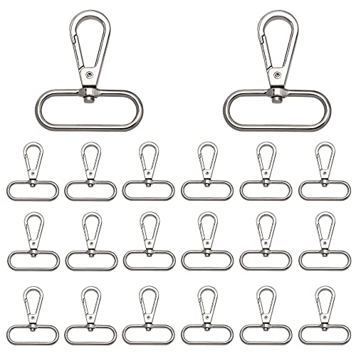 Jeesblsy Drehbarer Karabiner, Karabinerhaken Schlüsselanhänger,38mm 360 Grad Metall Trigger Snap Hooks mit D-Ringen für Taschen Gürtel DIY Nähen Handwerk Taschenzubehör (20 Stück) von Jeesblsy