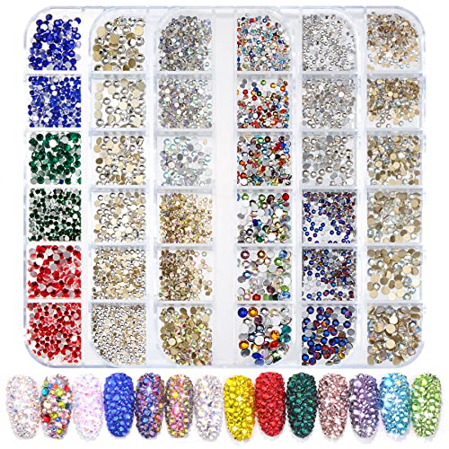 Strasssteine für Nägel, Nagelglitzer, Pailletten, Nagelaufkleber mit Kristallen, Kristall Nagel-Edelsteinen, Glänzenr Diamanten für Nagelkunst, Dekorationssets DIY Juwel Charms Nagelkunst Zubehör von Jeesblsy