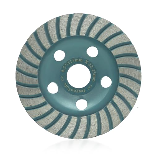 JeeynoTols Beton Diamantschleifscheibe - 4.5"/115mm Winkelschleifer Turbo Row Cup Rad für Schleifen/Polieren/Reinigen Oberfläche Granit,Beton,Stein,Zement,Marmor,Felsen Bohrung 22.23mm von JeeynoTols