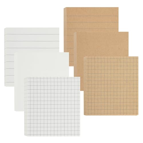 Jeffdad 6 Pack Haftnotizen 75 x 75mm, Selbstklebende Haftnotizzettel, Linierte Selbstklebend Tagesliste Notizblock Klebezettel zum Beschriften für Notizblock Büro Haus Schule (480 Stück, Weiß+Braun) von "Jeffdad