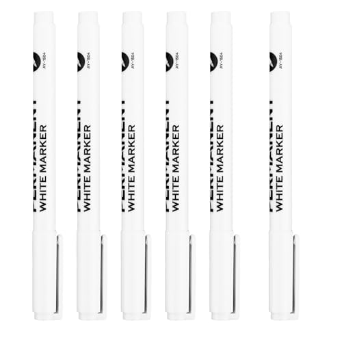 Jeffdad 6 Stück Permanent Marker Weiß, Wasserfeste Acrylmarker Feine 2mm Fadenbreite Weiße Acrylfarbenstifte Acrylstifte Glanzlackmarker für Leinwand Glas Etiketten Holz Reifen Stein Textilien von Jeffdad