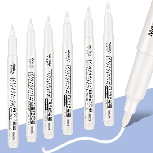 Jeffdad Acrylstifte Weiß Marker Stifte, 6 Pack 1mm Weiß Stift Wasserfest Marker Weiß Permanent Marker Wasserfeste Acrylfarben Marker Set Schnelltrocknender wasserfester Lackstift Reifenlackierstift von Jeffdad