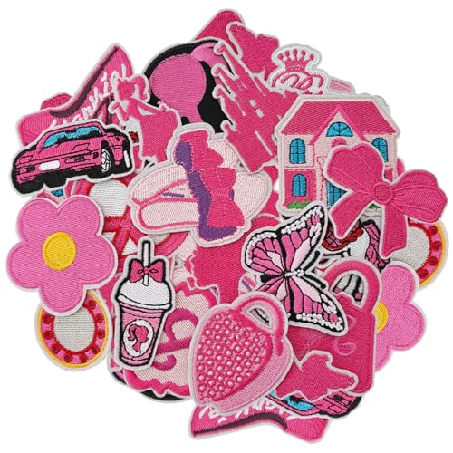 Jefuzh 20 x rosa Aufnäher zum Aufbügeln für Kleidung, Hüte, Jeans, Röcke, T-Shirts, Rucksäcke usw. (Pink Gir) von Jefuzh