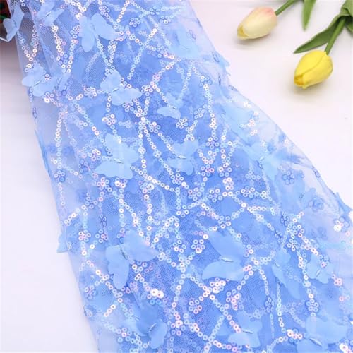 130 cm DIY handgefertigte Netz-Stickerei Pailletten 3D Blume Tüll Stoff DIY Schleife Material für Dekoration Kleidung Handwerk von Jegsnoe