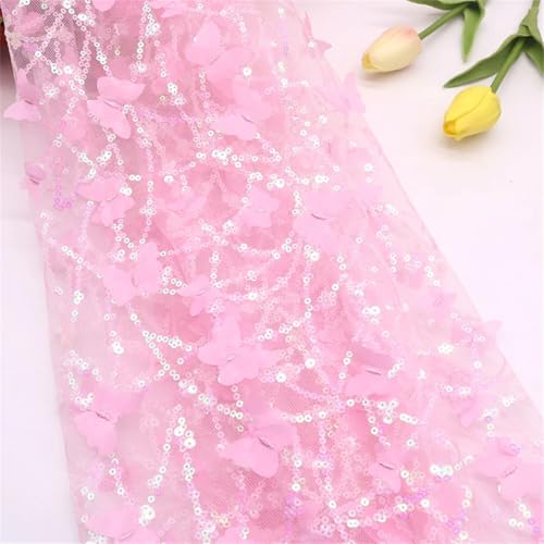 130 cm DIY handgefertigte Netz-Stickerei Pailletten 3D Blume Tüll Stoff DIY Schleife Material für Dekoration Kleidung Handwerk von Jegsnoe