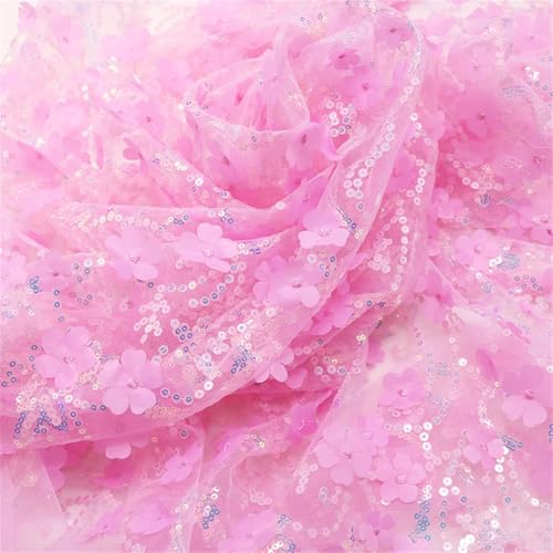 130 cm DIY handgefertigte Netz-Stickerei Pailletten 3D Blume Tüll Stoff DIY Schleife Material für Dekoration Kleidung Handwerk von Jegsnoe