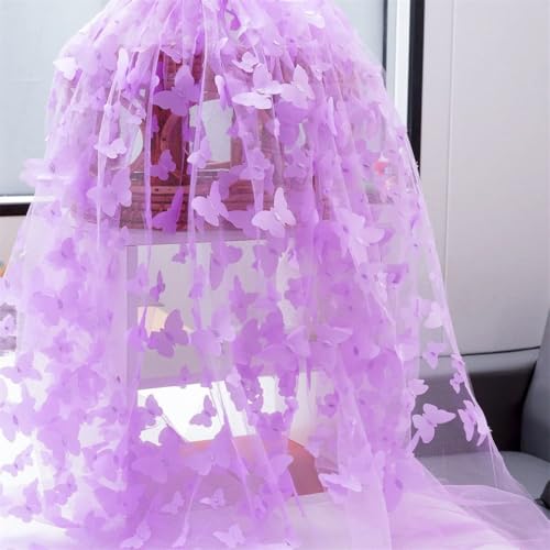 91 cm bestickter 3D-Schmetterlings-Mesh-Spitzenstoff für DIY-Kleidung, Damenkleid, Bekleidung, Nähstoff von Jegsnoe