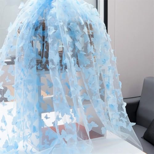 91 cm bestickter 3D-Schmetterlings-Mesh-Spitzenstoff für DIY-Kleidung, Damenkleid, Bekleidung, Nähstoff von Jegsnoe