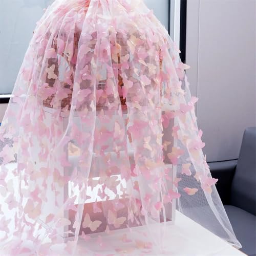 91 cm bestickter 3D-Schmetterlings-Mesh-Spitzenstoff für DIY-Kleidung, Damenkleid, Bekleidung, Nähstoff von Jegsnoe