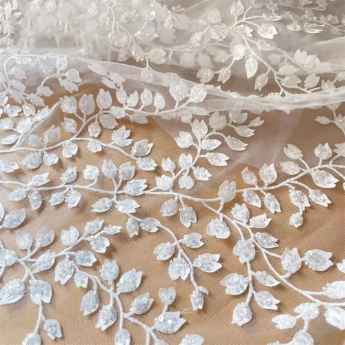 Spitzenstoff für Hochzeitskleid, 3D-Chiffon-Blumen, Perlen, Spitzenstoff von Jegsnoe