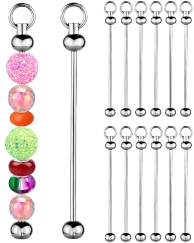 12 Stück Perlenschlüssel-Bars, Perlen-Schlüsselanhänger, Rohlinge, DIY-Perlen-Basten-Schlüsselbund-Bastel-Set, Schlüsselanhänger-Leisten für Perlen, Basteln, Schlüsselanhänger, Zubehör, Geschenk von JehaYu