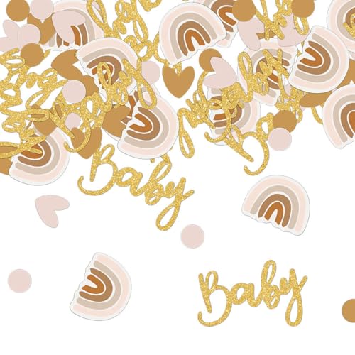 100 Stück Babyparty Konfetti Gold Tischstreuung Konfetti Babyparty Boho Regenbogen Dekoration für Babyparty Baby Geschlecht Enthüllung Dschungel Geburtstag Party von JeiibrZui