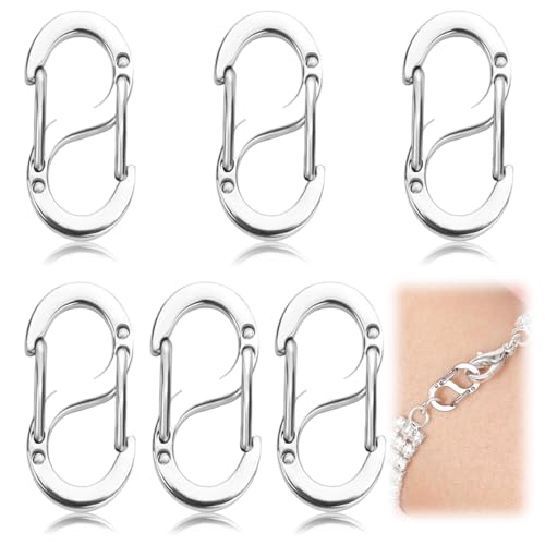 6 Stück Doppelöffnungs-Verkürzer-Verschluss, Doppel Kettenverschluss Silber, alsketten-Verschluss und Verschlüsse, Edelstahl-8-Lock-Armband Verbindungs für Ketten Armband Halskette Schmuckherstellung von JeiibrZui