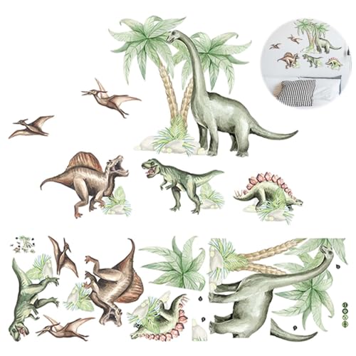 Dinosaurier Wandsticker, Dinosaurier Groß Wandaufkleber, Selbstklebend Dinosaurier Wandtattoo, Dinosaurier Set Wandsticker, Wandaufkleber für Babyzimmer, Dino Palmen Wanddeko Sticker von JeiibrZui