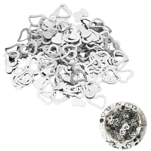 Konfetti Hochzeit, Herzkonfetti silber, Streudeko Hochzeit, Etwa 600-700 Stück Konfetti Silber, Glitter Tischkonfetti, Hochzeit Herz Konfetti Tisch Deko für Hochzeit Geburtstag Feier Jubiläum Deko (Si von JeiibrZui