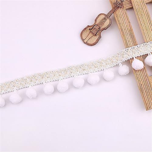 1 Yard 2,8 cm Bunt Pom Poms Quaste Borte Pomponborte Bommelborte Fransenborte Pomponband Fringe Band Pom Pom Fransen Bommelband Bommel Fringe Spitzenband Quaste Trim Band Zum NäHen(White) von JekyTMP