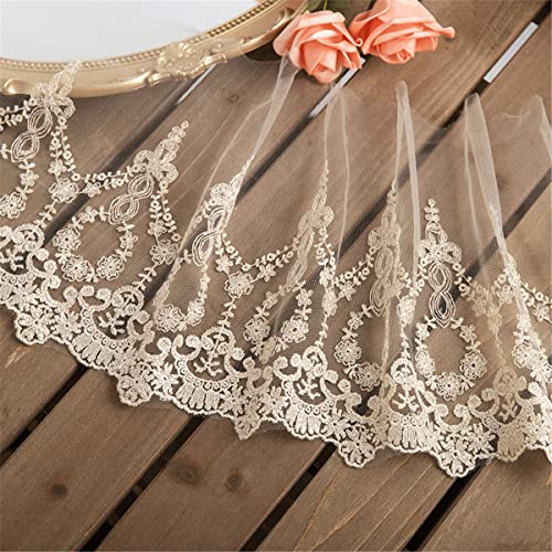 1 Yard 22 cm Tüll Bestickte Spitzenborte Spitzenband Zierborte Dekoband Zierband SpitzenbordüRe Spitzenstoff Spitzenbesatz HäKelband NäHspitze Lace Trim BordüRe Saumspitze Stickborten zum Nähen,Gold von JekyTMP