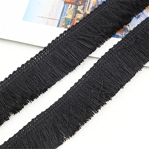 10 Meters 25mm Baumwolle Fransenbesatz FransenbordüRe Fransenborte Band Fringe Fransenband Quasten Trim MöBelfransen Spitzenband HäKelband Spitzenborte für Kleidung Vorhang Wohnaccessoires,Schwarz von JekyTMP