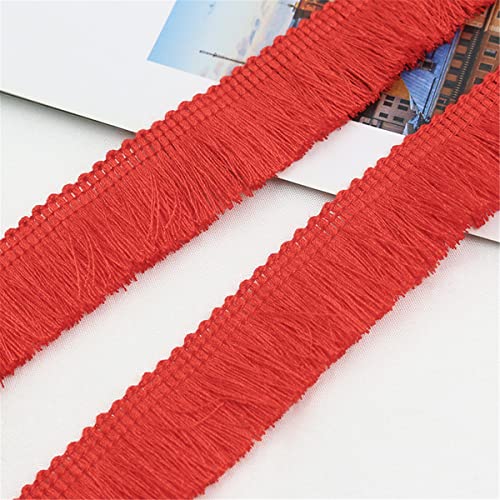 10 Meters 25mm Baumwolle Fransenbesatz FransenbordüRe Fransenborte Band Fringe Fransenband Quasten Trim MöBelfransen Spitzenband HäKelband Spitzenborte für Kleidung Vorhang Wohnaccessoires,Rot von JekyTMP