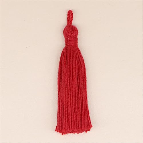 10 Pieces 5 cm Quaste AnhäNger ​mit Seile Schlaufe, Baumwolle Fransen Lesezeichen Bunt Troddel AnhäNger Boho Tassels Anhänger Tassel Girlande Hängende Verzierung Mini Fransen für DIY Handwerk(Red) von JekyTMP