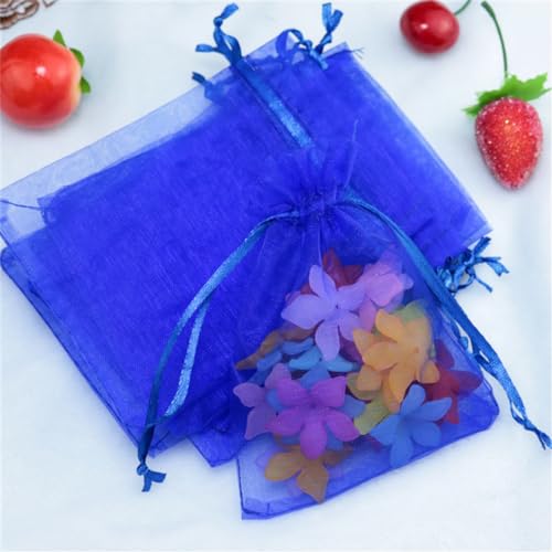 10 Stück 15x20cm Organzasäckchen Geschenktüten OrganzaBeutel Schmuckbeutel mit Kordelzug Bonbonsbeutel Hochzeit Säckchen Gross Organza Lavendelsäckchen für Schmuck Geschenke Süßigkeiten (Königsblau) von JekyTMP