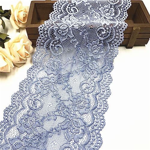 10 Yards 15 cm Breite Vintage Spitzenband, Spitzenbordüre Spitzenborte Zierband Dekoband Spitzenstoff Spitzenbesatz HäKelband Lace Textilborte WäSchespitze Spitzen zum Nähen, DIY Basteln(Hellblau) von JekyTMP