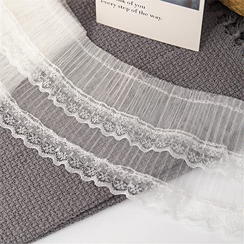 10 Yards 9 CM Gerüschte Tüllspitzenborte, Spitzenband Spitzenborte Zierband Spitzenstoff ZiehrüSchenband Geschenkband HäKelborte Lace Roll NäHborte Perlenband RüSchenband Spitzenlitze Dekoband,Weiss von JekyTMP