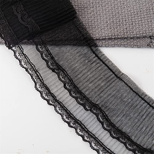 10 Yards 9 CM Gerüschte Tüllspitzenborte Spitzenband Spitzenborte Zierband Spitzenstoff ZiehrüSchenband Geschenkband HäKelborte Lace Roll NäHborte Perlenband RüSchenband Spitzenlitze Dekoband,Schwarz von JekyTMP