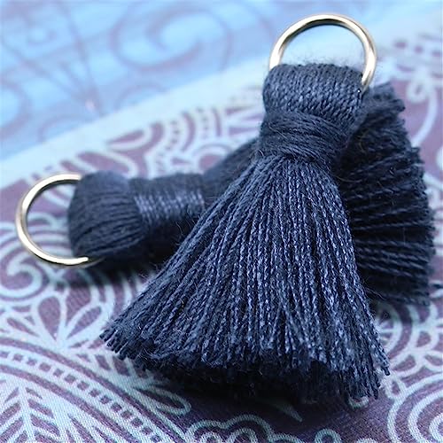 10 pcs 2 cm Bunt Mini Quasten AnhäNger, Tassel Klein Lesezeichen Quasten Boho Troddel Deko Quaste Bastelquasten Quasten SchlüSselanhäNger MöBel Quasten Zierquaste Seidenquaste für DIY(Navy blau) von JekyTMP