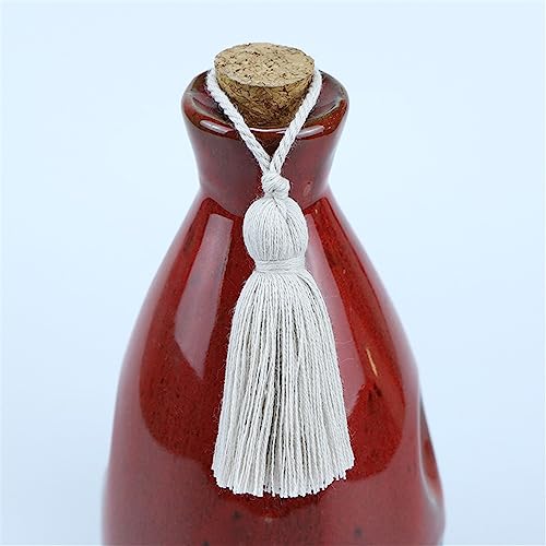 10 pcs 6 cm Handgefertigte Quasten Anhänger, Fransen Lesezeichen Mini Quasten Tassels Anhänger Troddel Hängende Quaste Baumwolle ​mit Seile Schlaufe Tassel Girlande für DIY Handwerk(56 Silbergrau) von JekyTMP