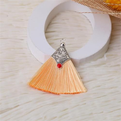 12 Stück 4,5 cm Seidig Mini Quaste Quasten Anhänger Troddel Anhänger Silky Fransen Bunt Quaste Basteln Tassels Anhänger Quasten Handgefertigte DIY für Ohrring Fransenbesatz Anhänger (Hell orange) von JekyTMP