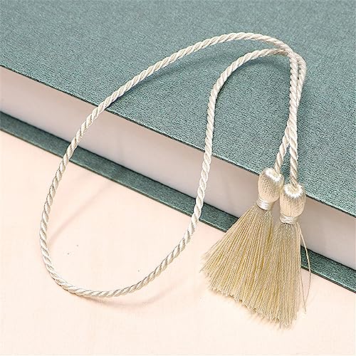 12 pcs 5 cm Bunt Quasten AnhäNger, Lesezeichen Quasten Tassel Klein Deko Quaste Boho Troddel SchlüSselanhäNger MöBel Quasten Dicke Zierquaste Seidenquaste für DIY-Projekte Handwerk ZubehöR(Beige) von JekyTMP