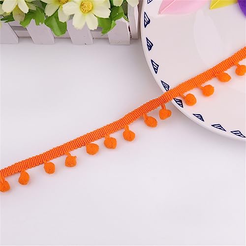 13 Yards 2 cm Bunt Bommelborte Pomponborte Fransenborte Pomponband Bommelband Pompom Fransenbesatz Pom Poms Quaste Borte Fringe Band Pom Pom Fransen Spitzenband Quaste Trim Band Zum NäHen(Orange) von JekyTMP