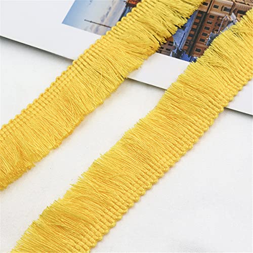 2 Meters 25mm Baumwolle Fransenbesatz FransenbordüRe Fransenborte Band Fringe Fransenband Quasten Trim MöBelfransen Spitzenband HäKelband Spitzenborte für Kleidung Vorhang Wohnaccessoires,Gelb von JekyTMP