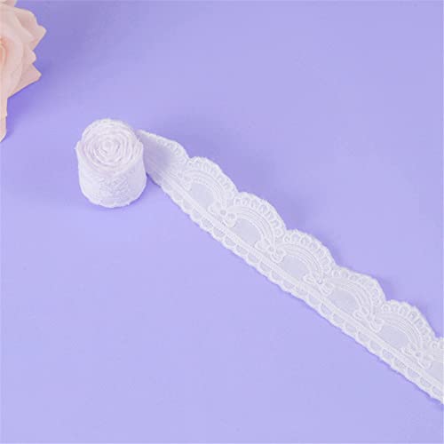 2 Yards 2,5 cm Baumwollstoff Stickerei Spitze, Spitzenborte Zierborte Dekoband SpitzenbordüRe Borten BäNder Spitzenstoff Spitzenbesatz HäKelband Lace Trim Stickborte WäSchespitze TextilbordüRe,Weiss von JekyTMP