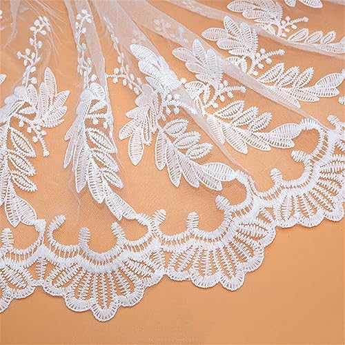 2 Yards 33 cm Stickerei Gehäkelt Spitzenborte, Spitzenband, Zierborte, Dekoband Lace Trim WäSchespitze TextilbordüRe NäHborte, Borten Und BäNder für Hochzeitskleid Polsterung Vorhang Kleidung (Weiss) von JekyTMP