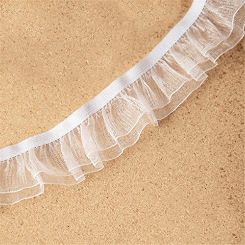 2 yards 2.5CM Plissee Rüschenborte Spitzenbordüre Rüschen Spitzenband Vintage Geraffter Stoff Spitzenborte Spitze Band Plissiert Tüll Stoff Trimm Zierborte Dekoband Lace Ribbon Spitzenlitze,Weiß 3 von JekyTMP