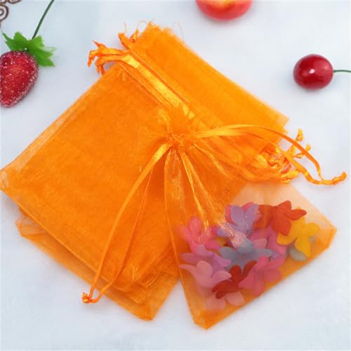 20 Stück 5x7cm Organzasäckchen Geschenkbeutel Organza Schmuck Säckli mit Kordelzug Geschenksäckchen Beutel Klein Organzabeutel Tütchen für Hochzeiten Weihnachten Festival Party (Orange) von JekyTMP