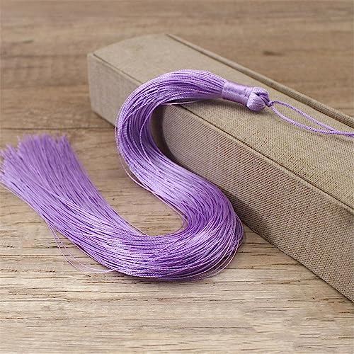 3 Pieces 30 cm Lange Quasten mit Seile Schlaufe Seidige Quastenanhänger Fransen Anhänger Lesezeichen Quaste Weich Troddel Bunt Tassels Lange Bastelquasten Handgefertigte Fransen für DIY(Helles Lila) von JekyTMP