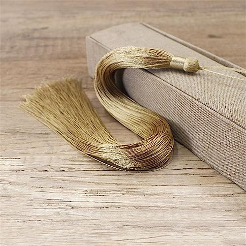 3 Pieces 30 cm Lange Quasten mit Seile Schlaufe Seidige Quastenanhänger Fransen Anhänger Lesezeichen Quaste Weich Troddel Bunt Tassels Lange Bastelquasten Handgefertigte Fransen für DIY(Khaki) von JekyTMP