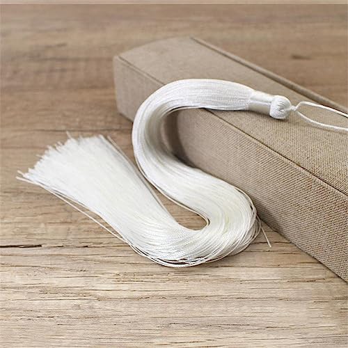 3 Pieces 30 cm Lange Quasten mit Seile Schlaufe Seidige Quastenanhänger Fransen Anhänger Lesezeichen Quaste Weich Troddel Bunt Tassels Lange Bastelquasten Handgefertigte Fransen für DIY(Weiss) von JekyTMP