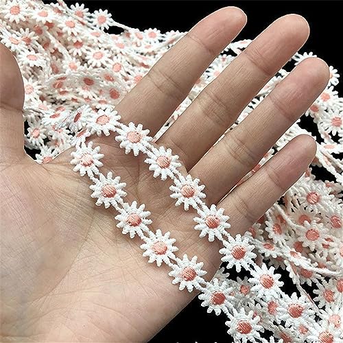 3 Yards 1 cm Blumen Spitzenbesatz, Dekoband, Zierband Spitzenborte Spitzenband Geschenkband HäKelspitze Lace Ribbon Spitzenlitze Stickborte StoffbordüRe NäHborte TextilbordüRe für Nähen (Warmes Rosa) von JekyTMP